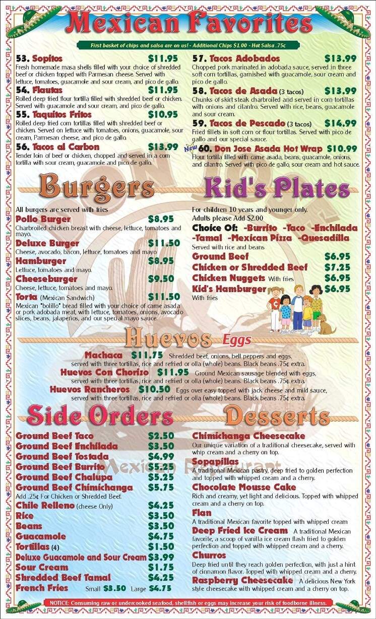 Don Jose Mexican Restaurant - Estherville, IA menu_pic