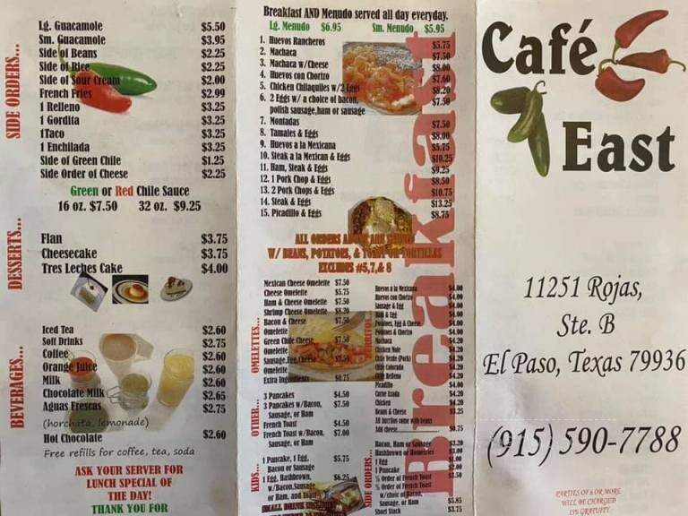 Eastside Cafe - El Paso, TX menu_pic