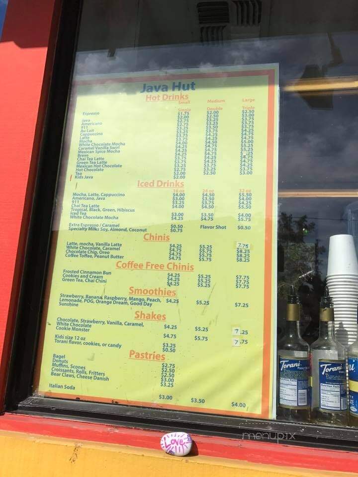 Java Hut - Napa, CA menu_pic