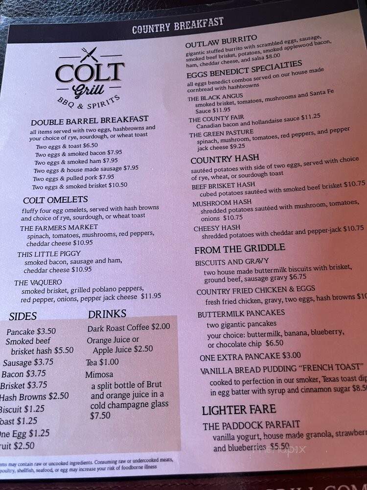Colt Grill - Sedona, AZ menu_pic