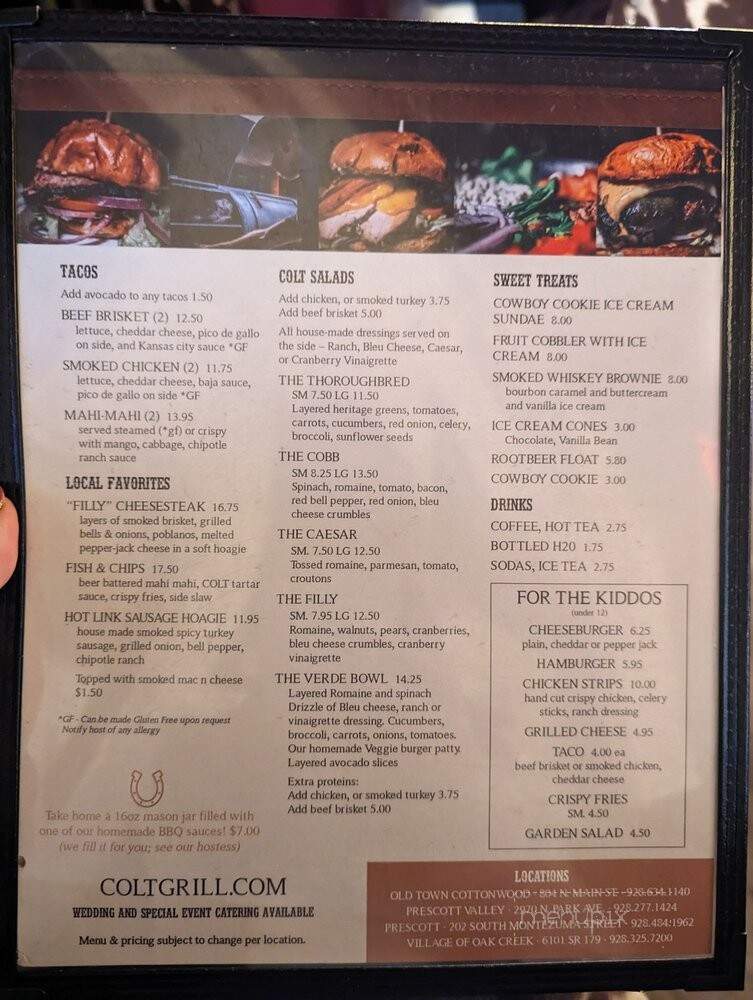 Colt Grill - Sedona, AZ menu_pic