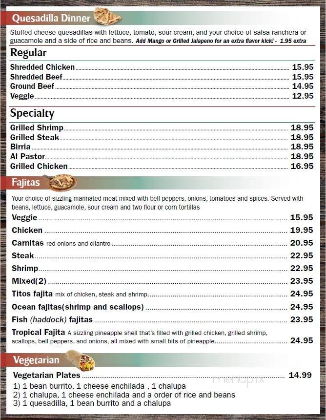 Don Tito's Mexican Grill - Dracut, MA menu_pic