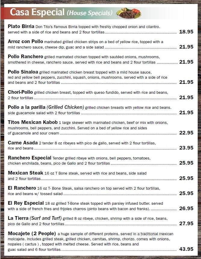 Don Tito's Mexican Grill - Dracut, MA menu_pic