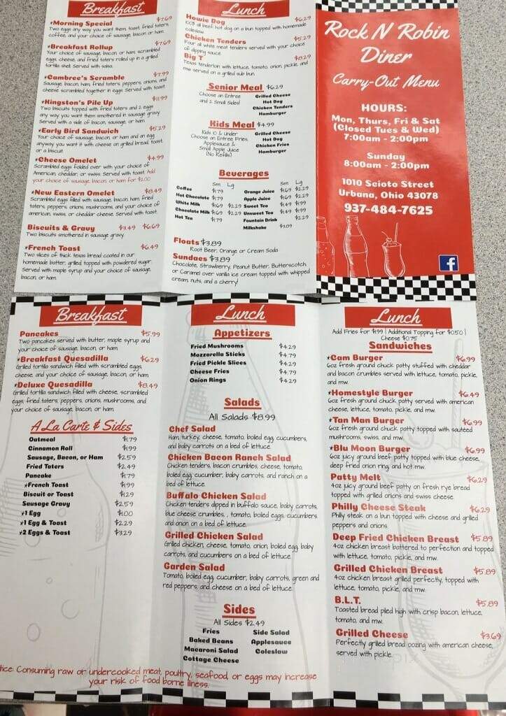 Rockin Robin Diner - Urbana, OH menu_pic