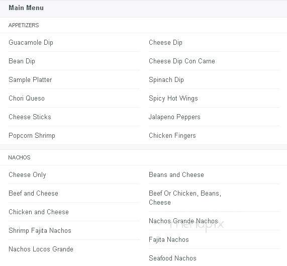 Rancho Grande Grill - Opp, AL menu_pic