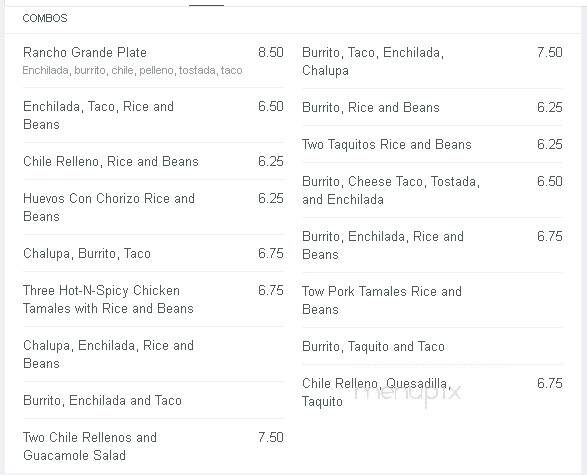 Rancho Grande Grill - Opp, AL menu_pic