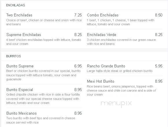 Rancho Grande Grill - Opp, AL menu_pic
