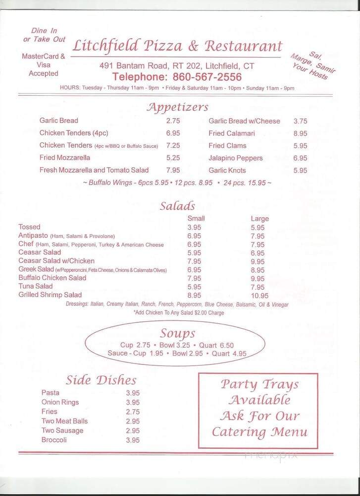 Litchfield Pizza - Litchfield, CT menu_pic