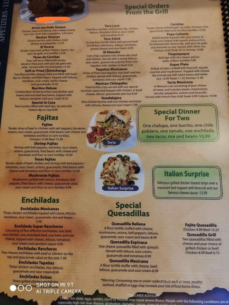 El Torero Mexicano - Winston Salem, NC menu_pic