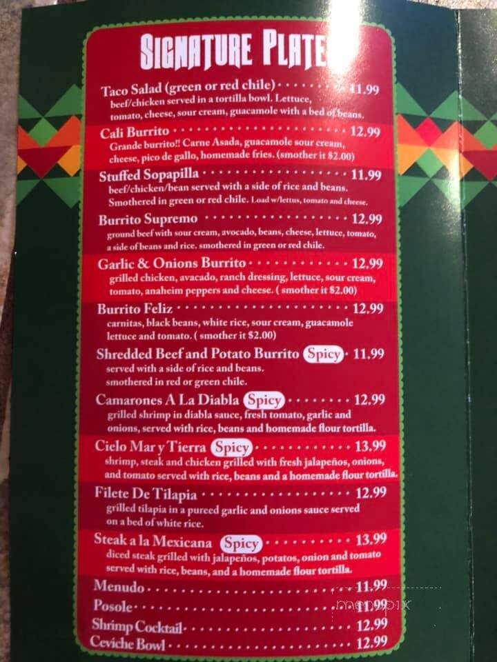 Garlic Onions Mexican Grill - Pueblo, CO menu_pic