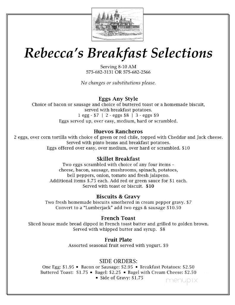 Rebecca's At The Lodge - Cloudcroft, NM menu_pic