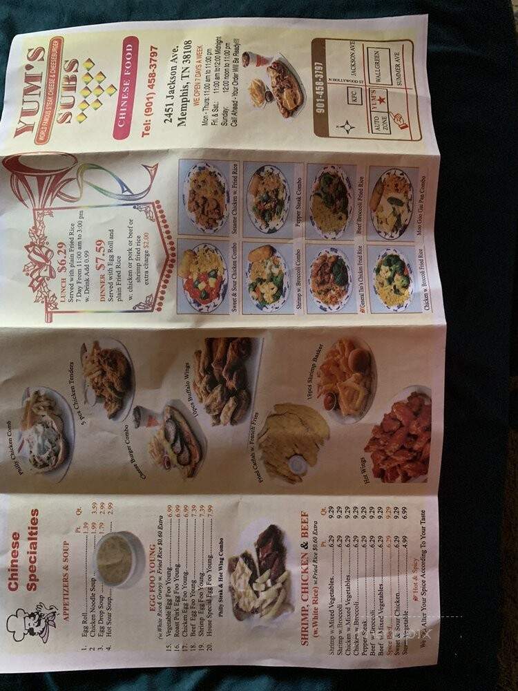 Yum's Chinese Carry Out - Memphis, TN menu_pic
