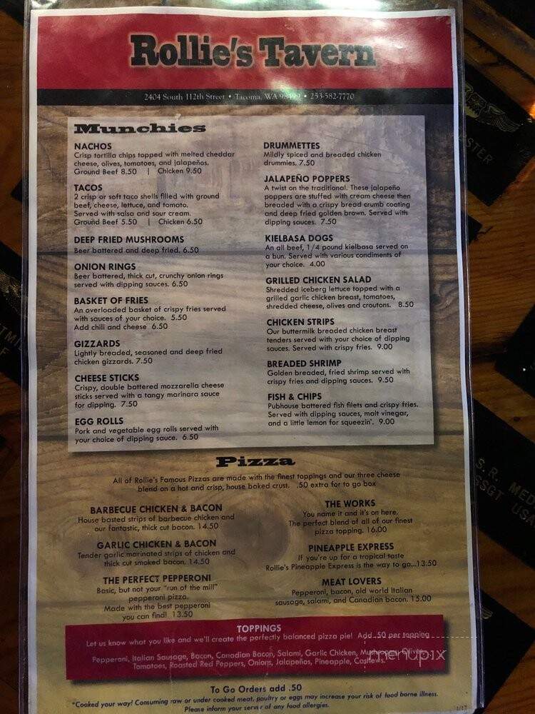 Rollies Tavern - Tacoma, WA menu_pic