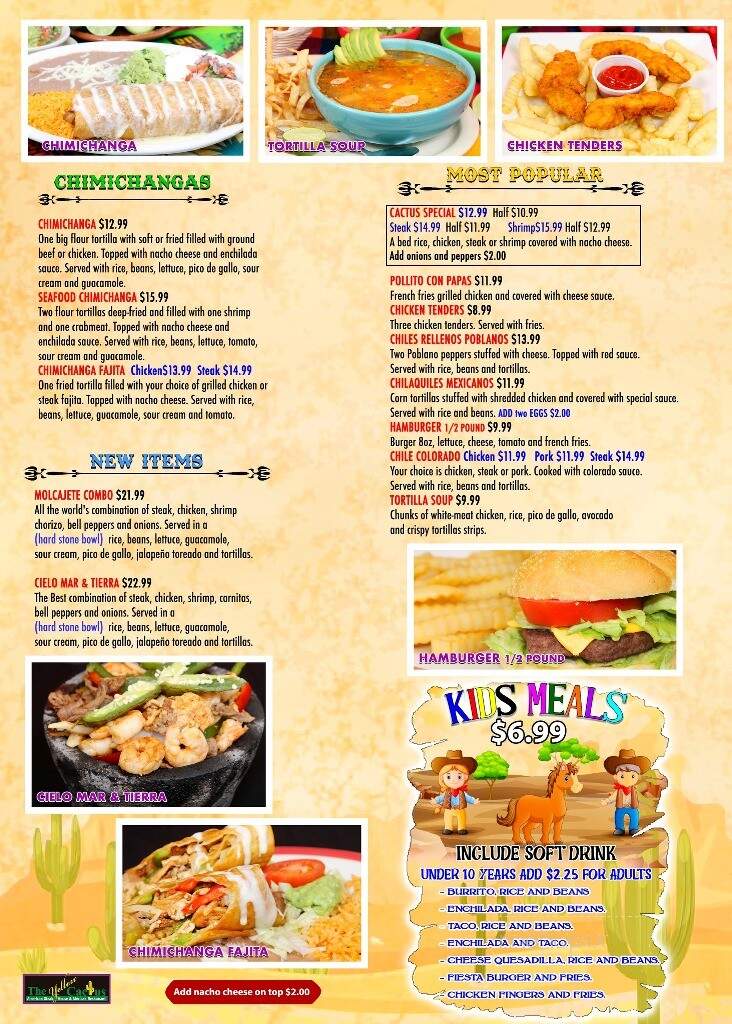 The Yellow Cactus - Floyds Knobs, IN menu_pic