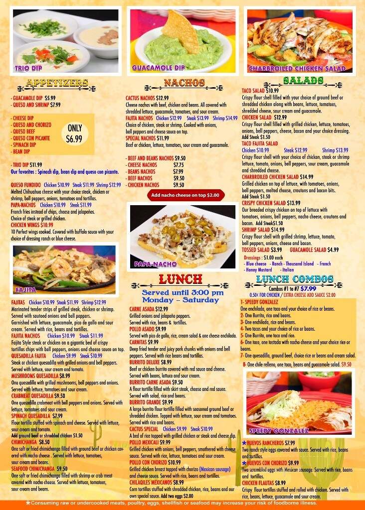 The Yellow Cactus - Floyds Knobs, IN menu_pic