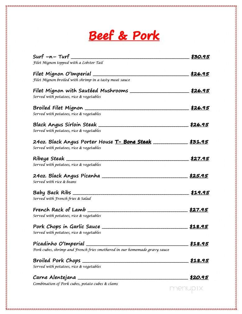 O Imperial Bar & Restaurant - Kearny, NJ menu_pic