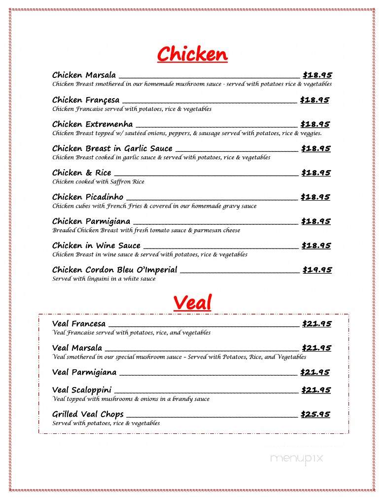 O Imperial Bar & Restaurant - Kearny, NJ menu_pic