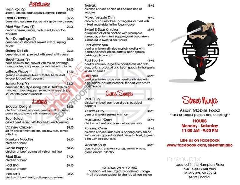 Street Ninja - Bentonville, AR menu_pic