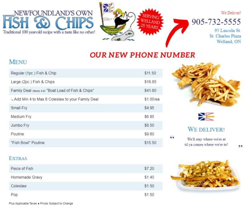 Newfoundland's Own Fish & Chips - Welland, ON menu_pic