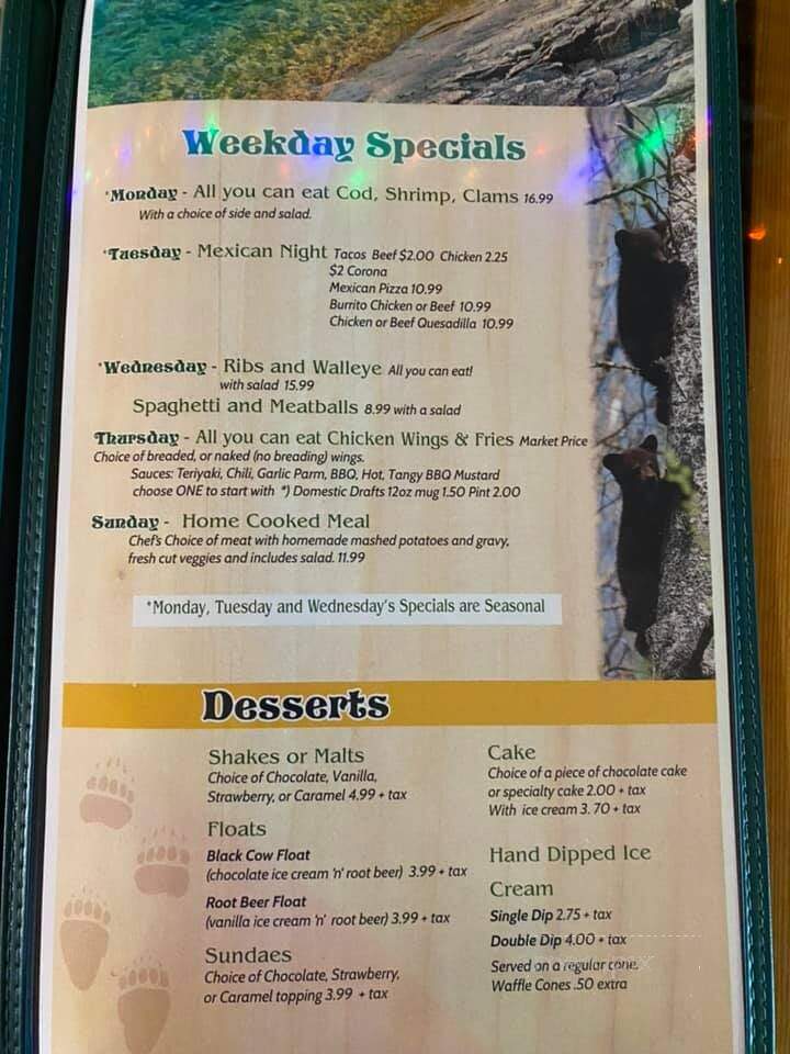 Raber Bay Bar & Restaurant - Goetzville, MI menu_pic