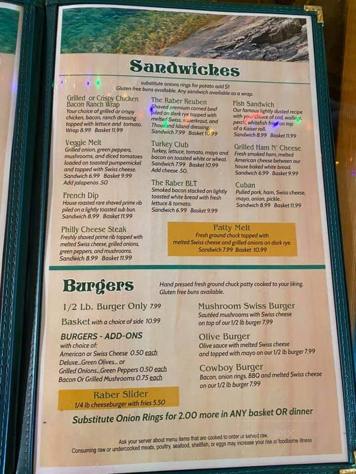 Raber Bay Bar & Restaurant - Goetzville, MI menu_pic