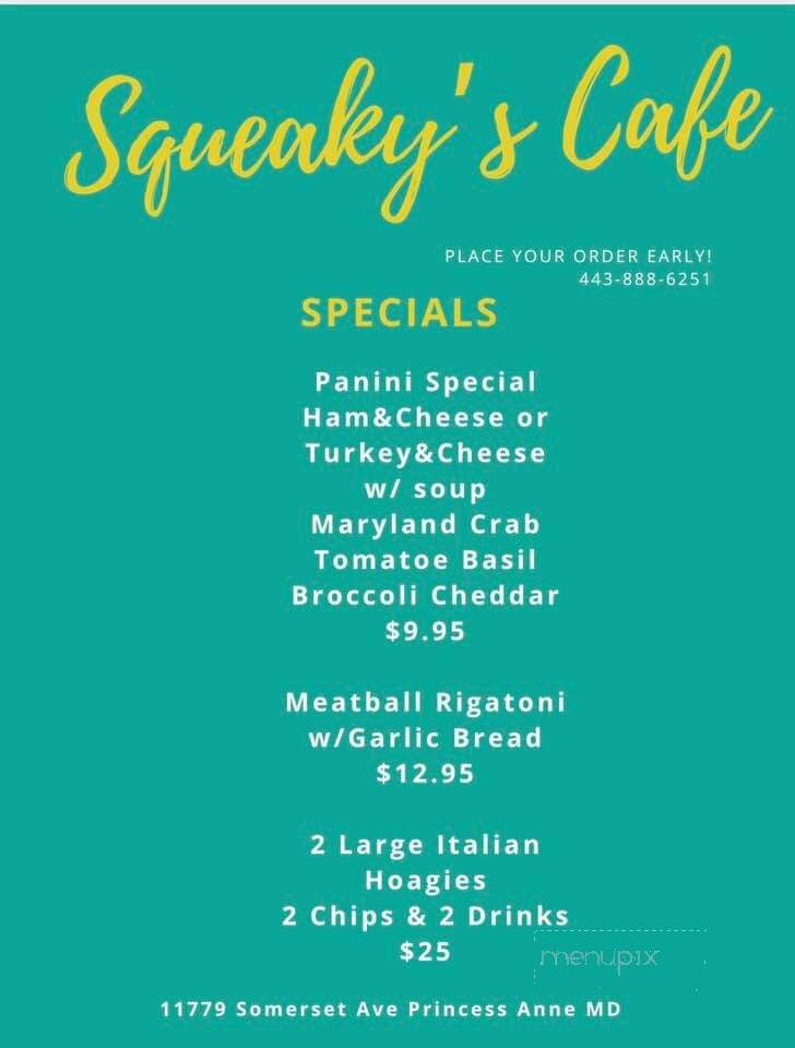 Squeaky's Cafe - Princess Anne, MD menu_pic