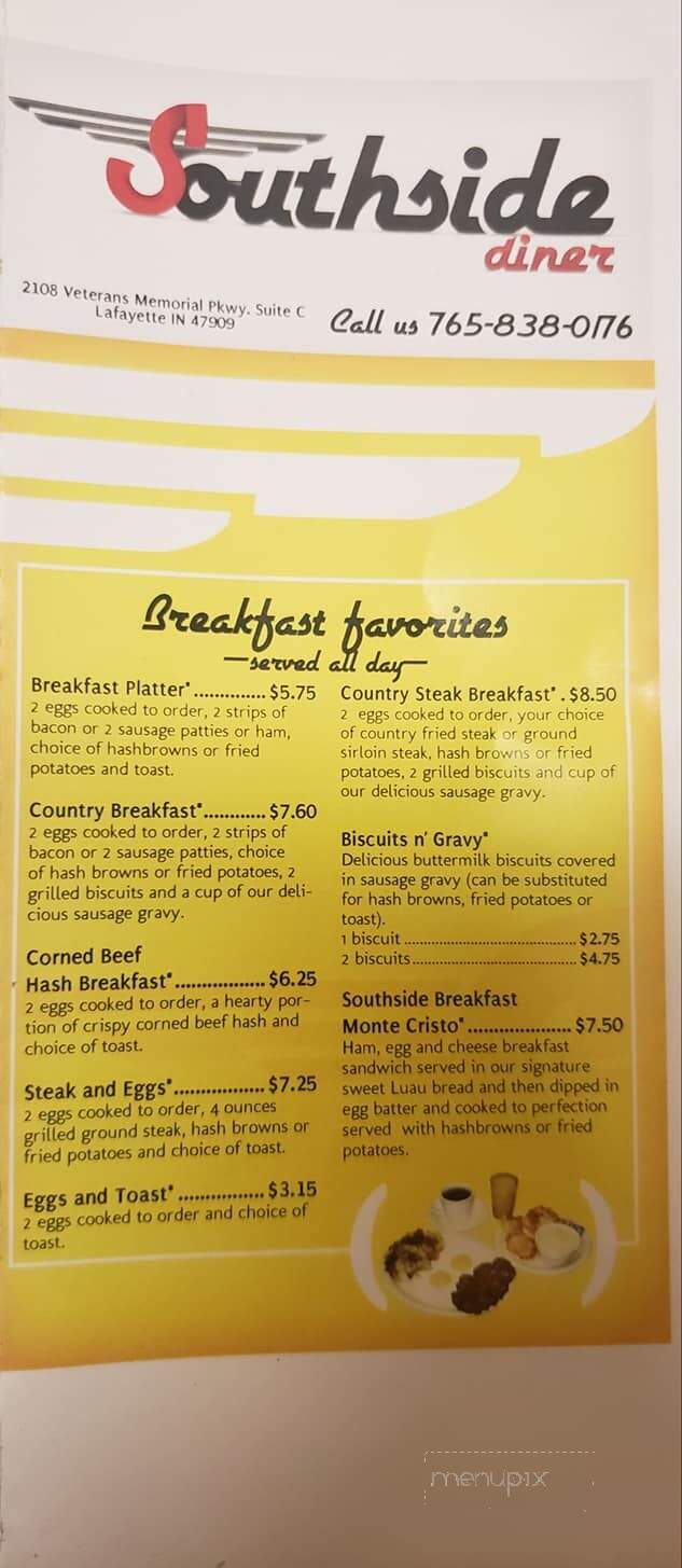 Southside Diner - Lafayette, IN menu_pic