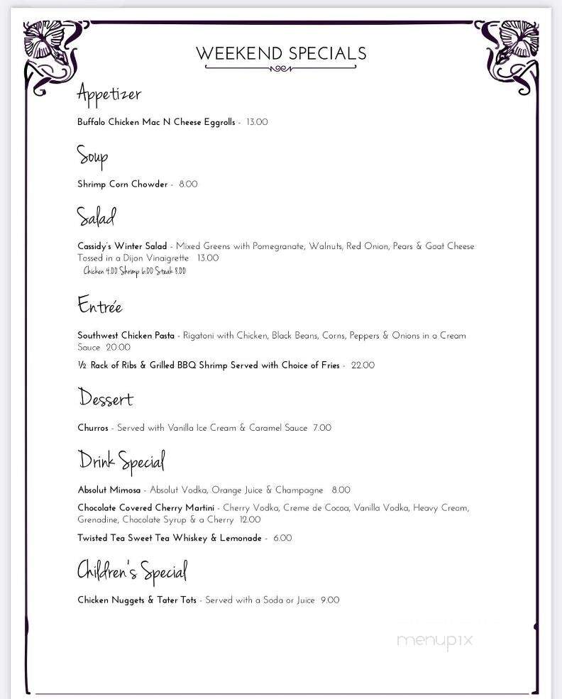 Cassidy's Pub - North Bellmore, NY menu_pic