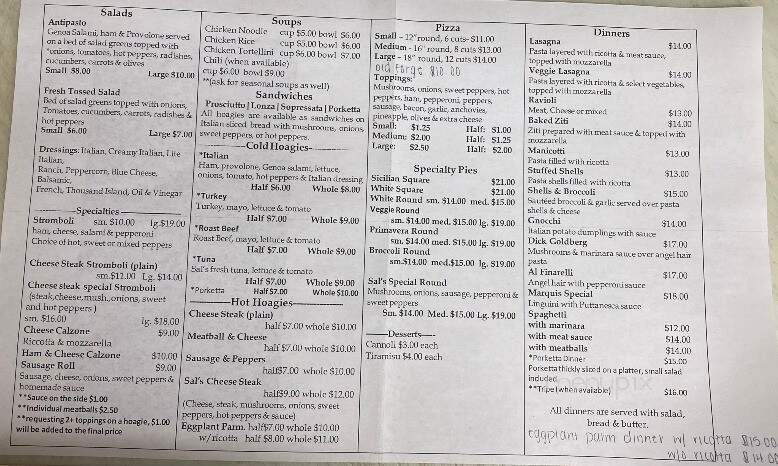 Sal's Pizza Subs & More - Kingston, PA menu_pic