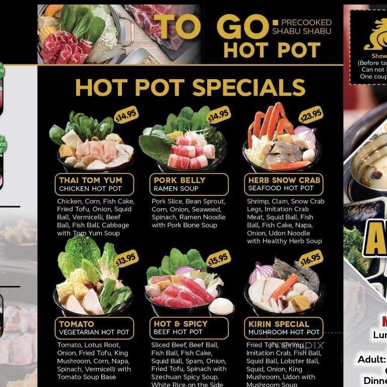 Kirin Asian BBQ and Hot Pot - Springfield, MA menu_pic