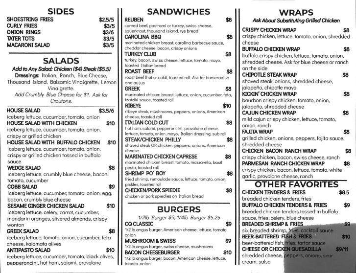 Close Quarters - Endicott, NY menu_pic