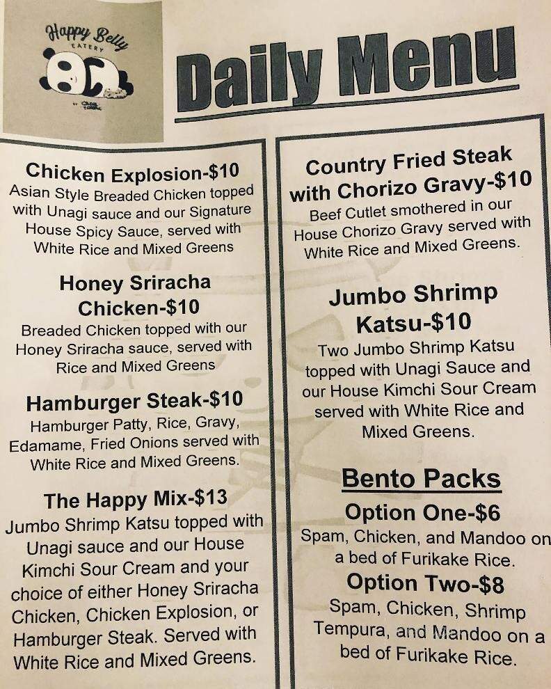Happy Belly Eatery - Honolulu, HI menu_pic