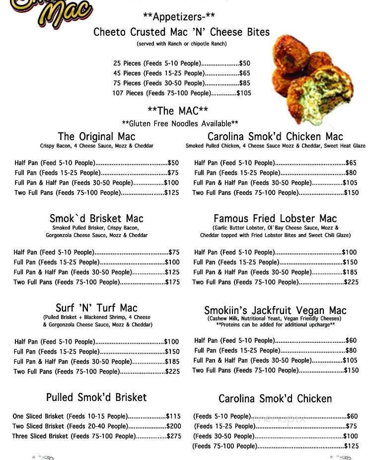 Smokiin Mac - Greensboro, NC menu_pic