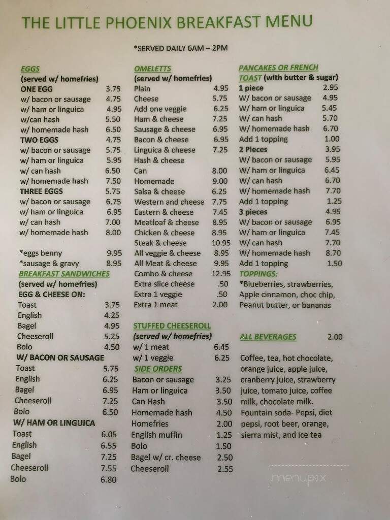 Little Phoenix - New Bedford, MA menu_pic