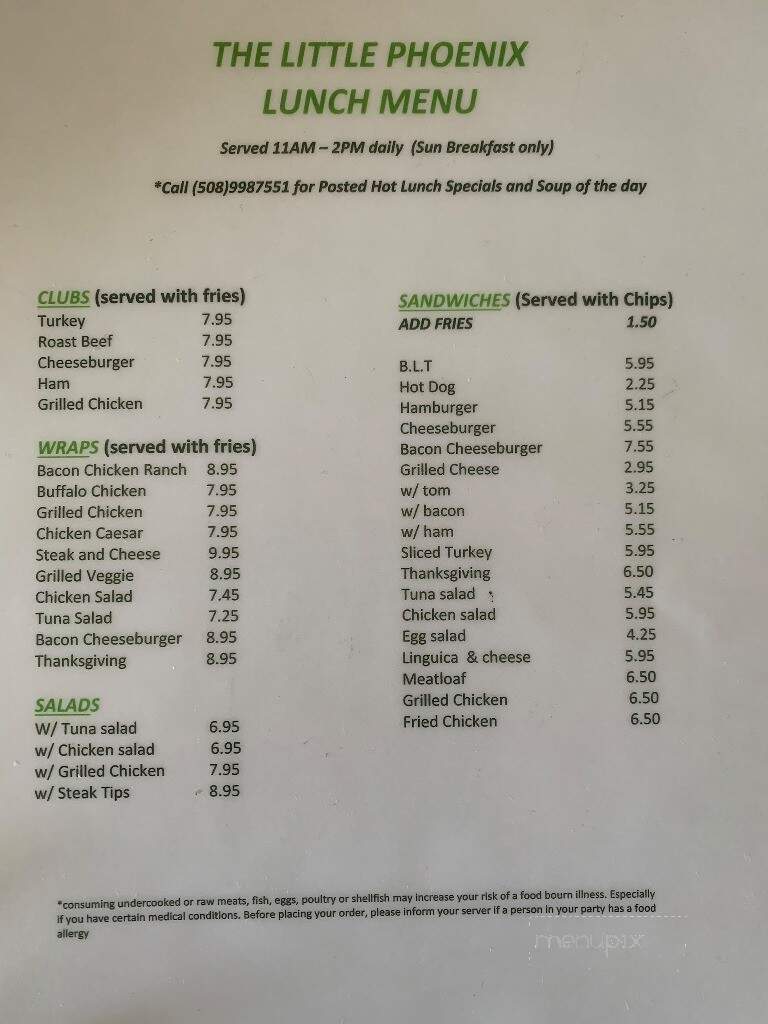 Little Phoenix - New Bedford, MA menu_pic