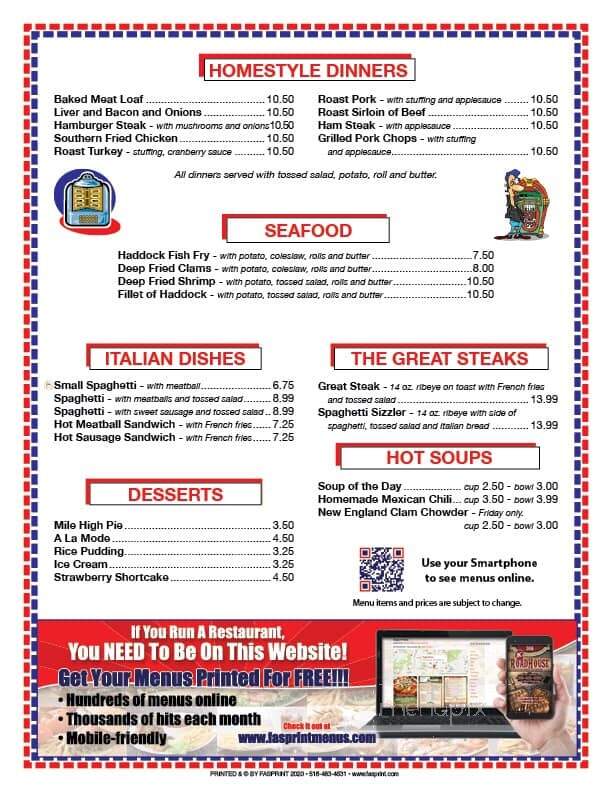 Phillips Diner - Ogdensburg, NY menu_pic
