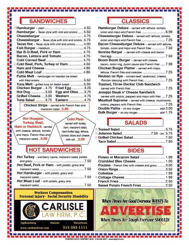 Phillips Diner - Ogdensburg, NY menu_pic