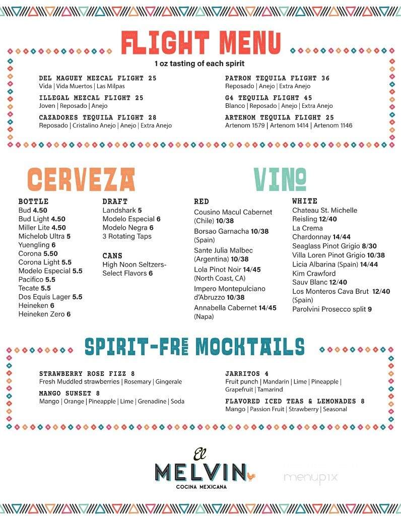 El Melvin Cocina Mexicana - Sarasota, FL menu_pic