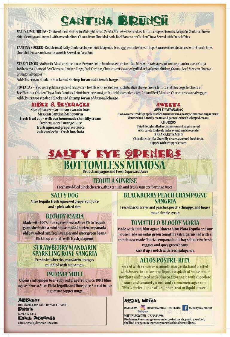 Salty Lime Cantina - Palm Harbor, FL menu_pic
