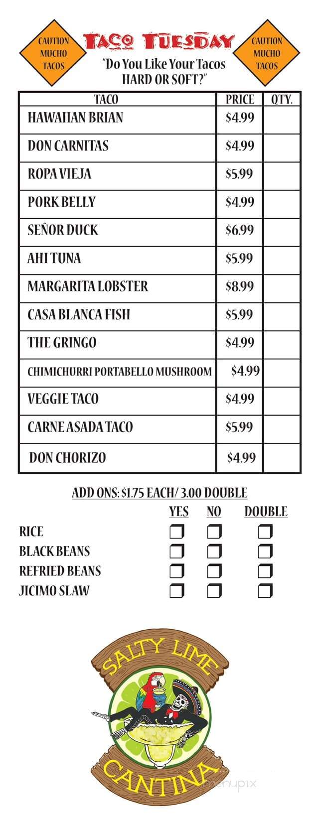 Salty Lime Cantina - Palm Harbor, FL menu_pic