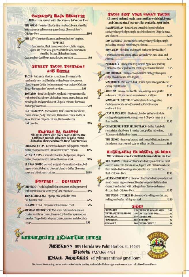 Salty Lime Cantina - Palm Harbor, FL menu_pic
