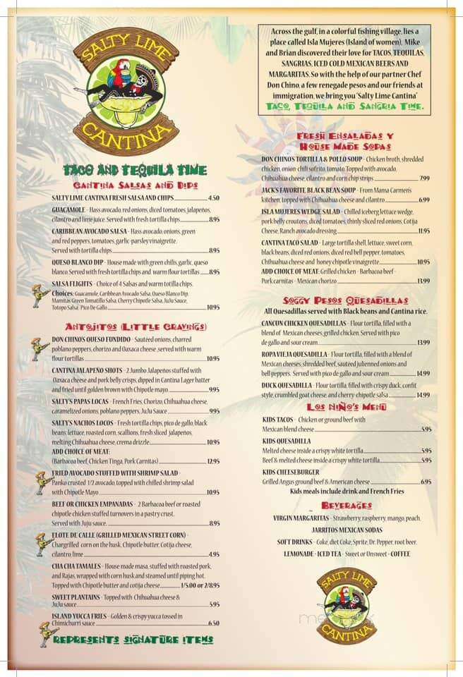 Salty Lime Cantina - Palm Harbor, FL menu_pic