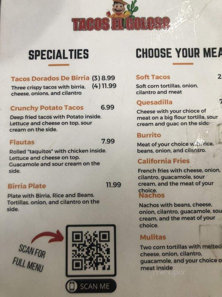 Tacos El Goloso - Torrance, CA menu_pic
