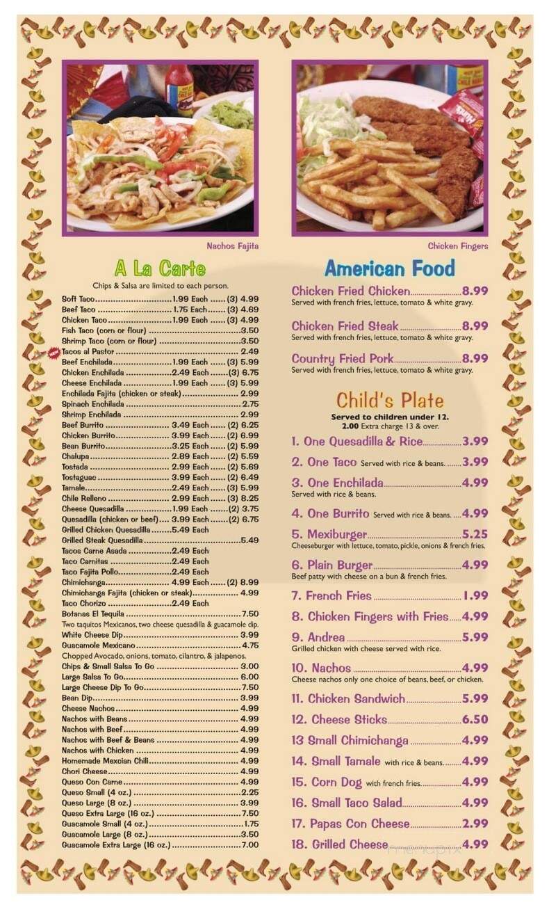 El Tequila - Kingston, OK menu_pic