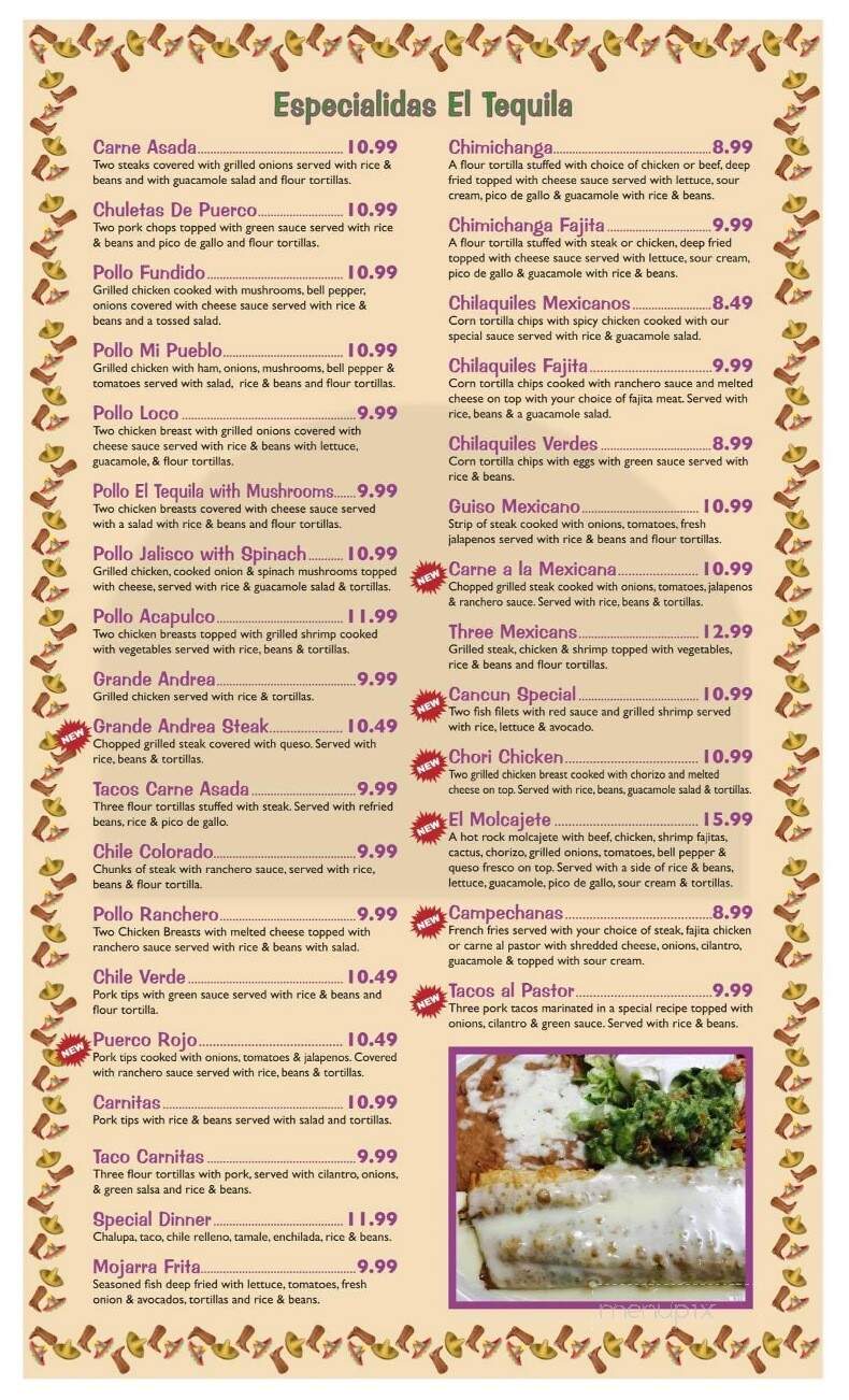 El Tequila - Kingston, OK menu_pic