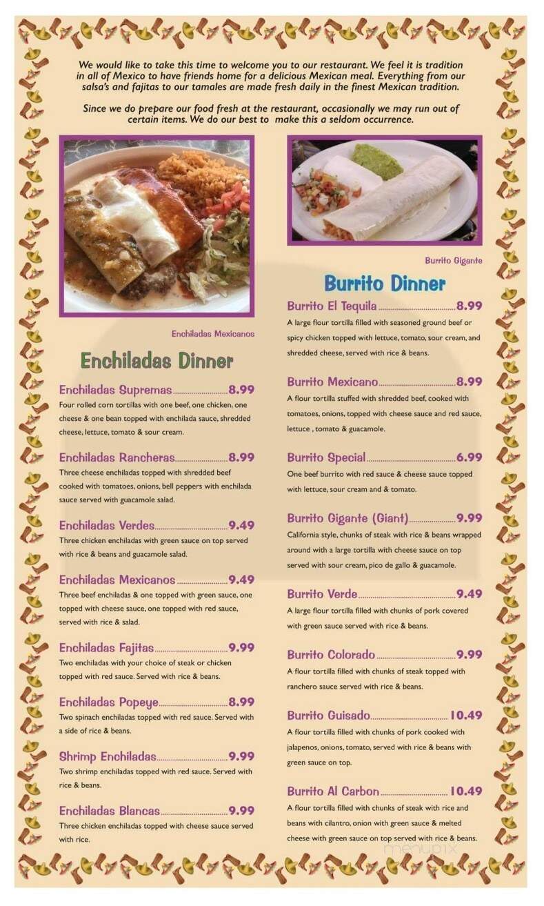 El Tequila - Kingston, OK menu_pic