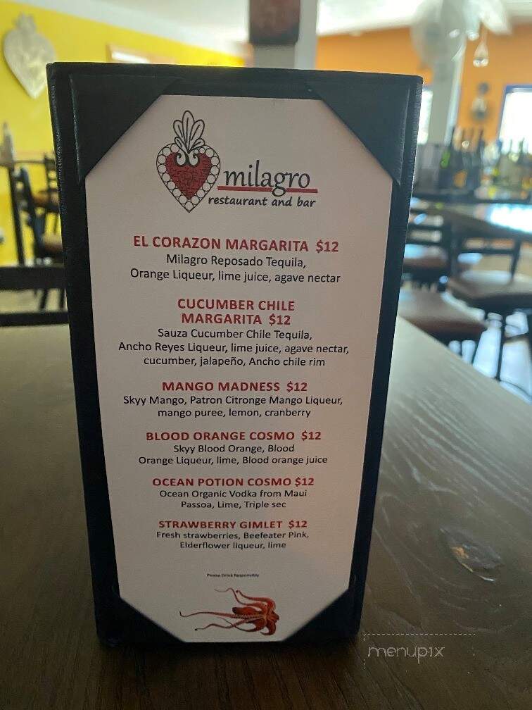Milagro Restaurant And Bar - key west, FL menu_pic