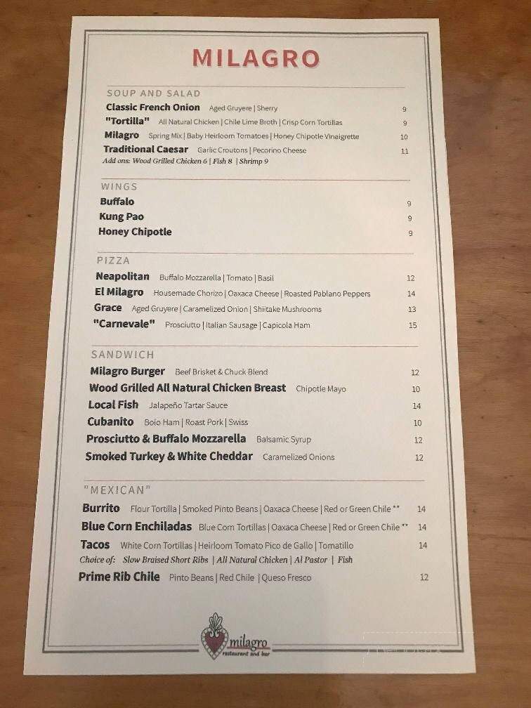 Milagro Restaurant And Bar - key west, FL menu_pic