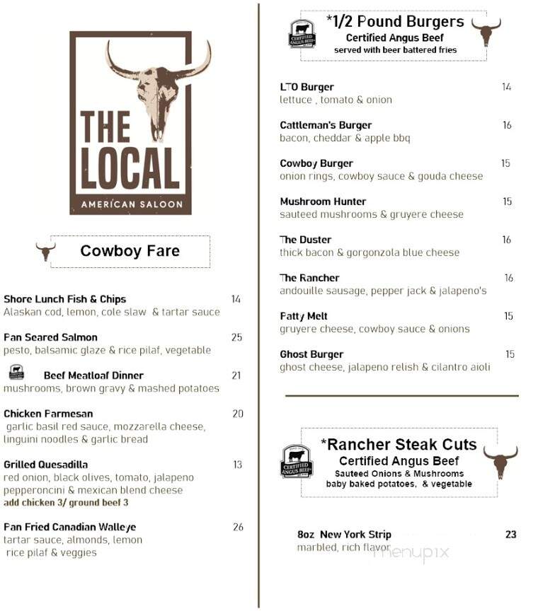 The Local American Saloon - Belgrade, MT menu_pic
