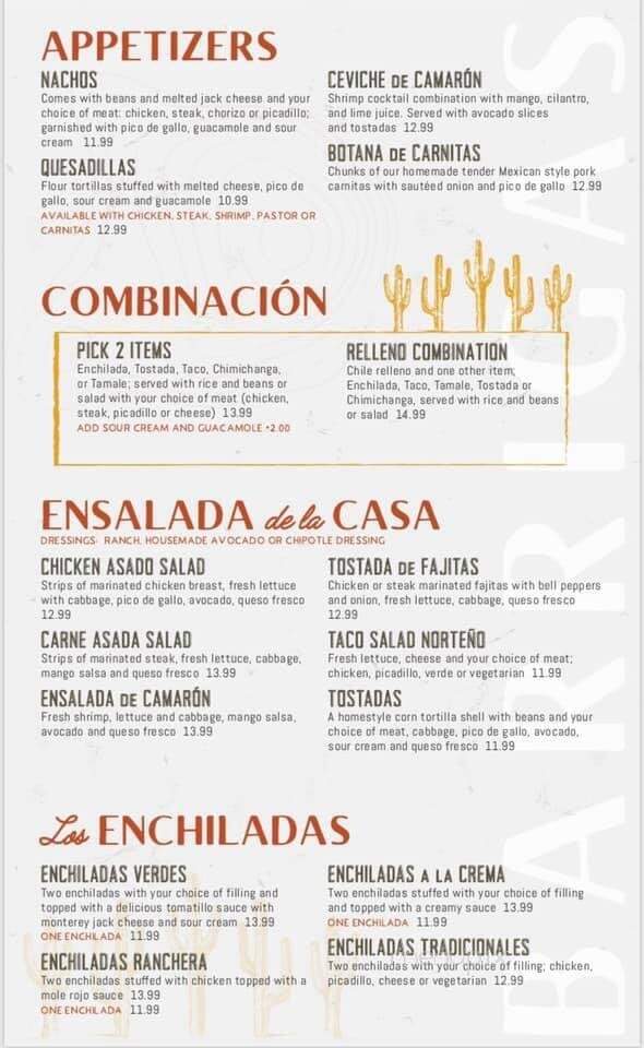 Barrigas Mexican Restaurant - Garden City, ID menu_pic